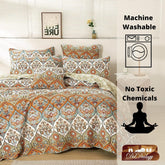 DaDa Bedding Bohemian Floral Paisley Garden Coral Teal Quilted Bedspread Set (LH1403) by DaDa Bedding Collection